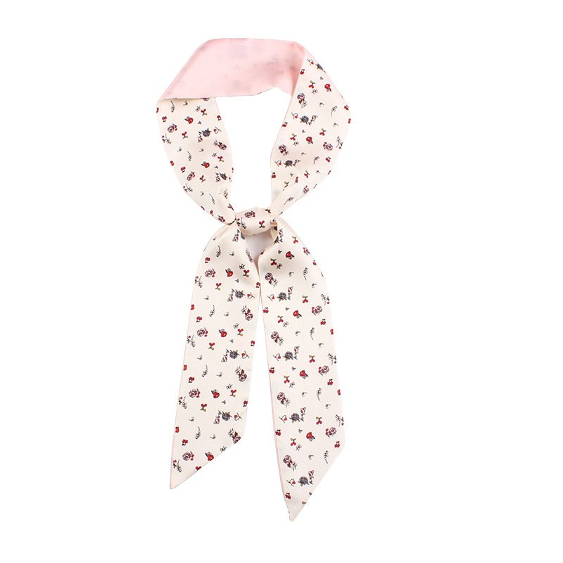 Silk Skinny Scarf Small Hairband Women's Long Stripe Bevelled Ribbon French Tie pack silk scarf