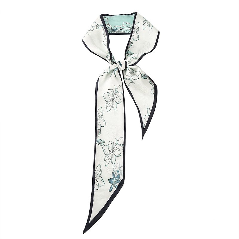 Silk Skinny Scarf Small Hairband Women's Long Stripe Bevelled Ribbon French Tie pack silk scarf