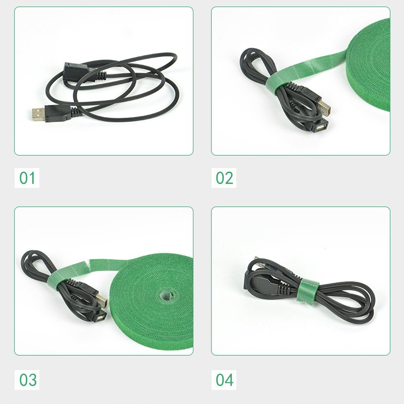 New Pre-cut Hand Tear Style Back To Back Self Adhesive Gripping Double Sided Cable Tie Tape Hook And Loop Adhesive Roll