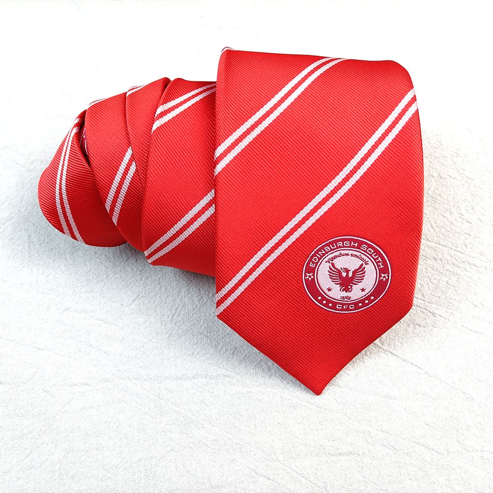 Red Stripe Logo Ties Club Logo Custom Polyester Tie