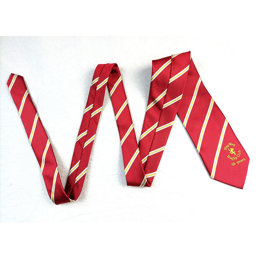 Red Stripe Logo Ties Club Logo Custom Polyester Tie