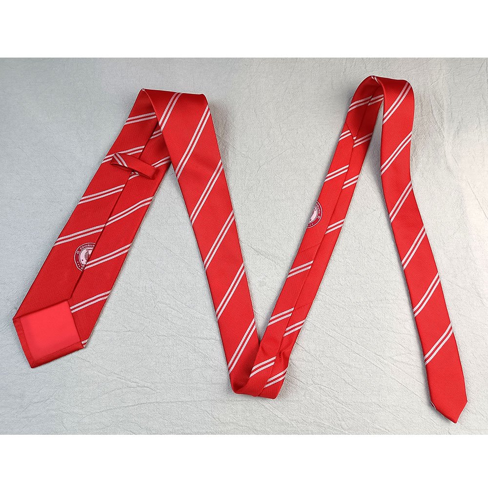 Red Stripe Logo Ties Club Logo Custom Polyester Tie
