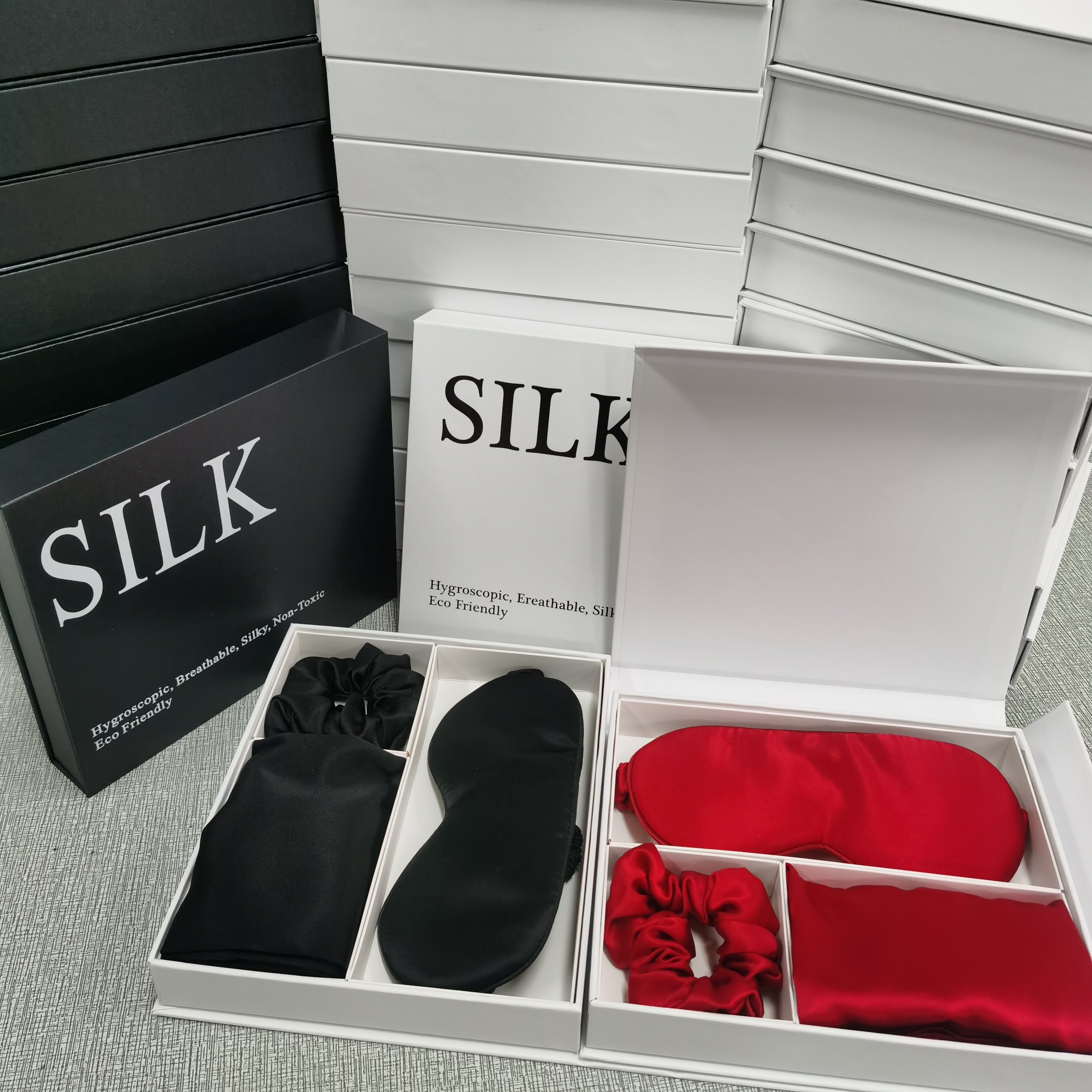 rts silk Gift set pillow case cover scrunchies sleep mask eyemask 100% 6A Mulberry silk pillowcase gift set with box