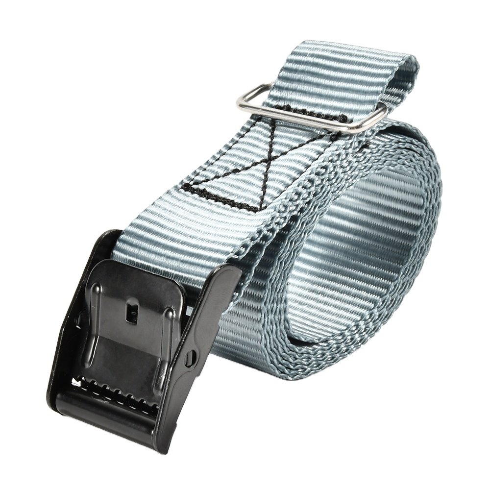Well-made Custom Logo Black E-Coated Cam Buckle Strap Tie Down Straps Lashing Belts Ratchet Tie Downs with metal ring
