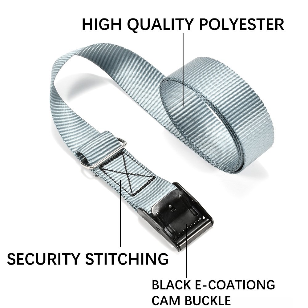 Well-made Custom Logo Black E-Coated Cam Buckle Strap Tie Down Straps Lashing Belts Ratchet Tie Downs with metal ring