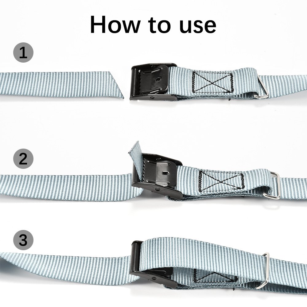 Well-made Custom Logo Black E-Coated Cam Buckle Strap Tie Down Straps Lashing Belts Ratchet Tie Downs with metal ring