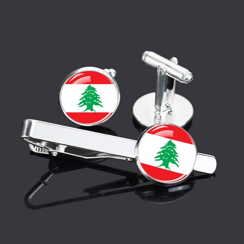 Factory 287 Country Flag Cufflink and Tie Clip Set Custom Design Sleeve Button Cuff Links Mens Cufflinks Tie Clips Set for Men