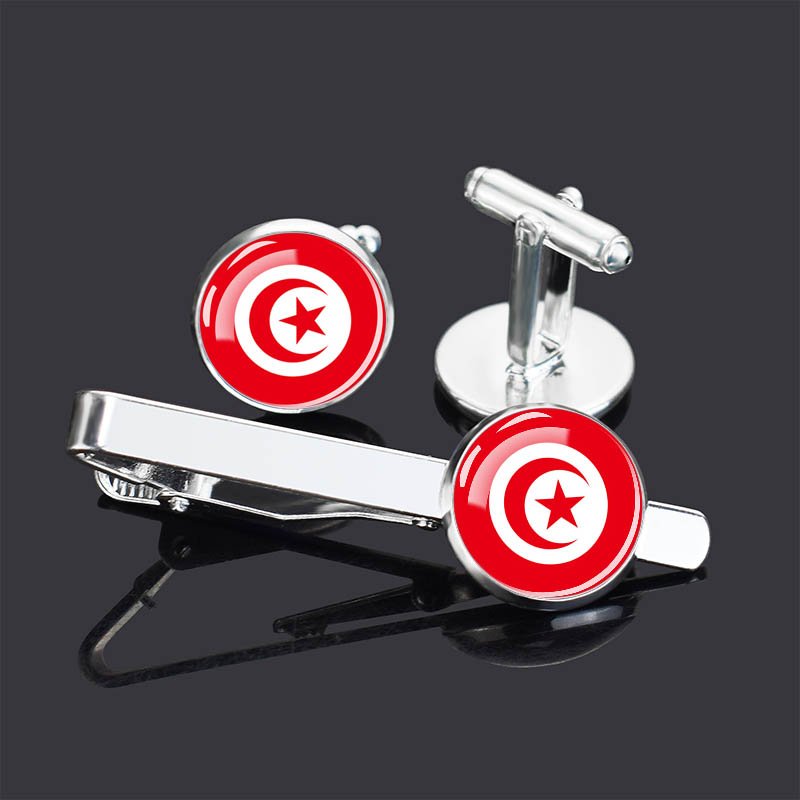 Factory 287 Country Flag Cufflink and Tie Clip Set Custom Design Sleeve Button Cuff Links Mens Cufflinks Tie Clips Set for Men