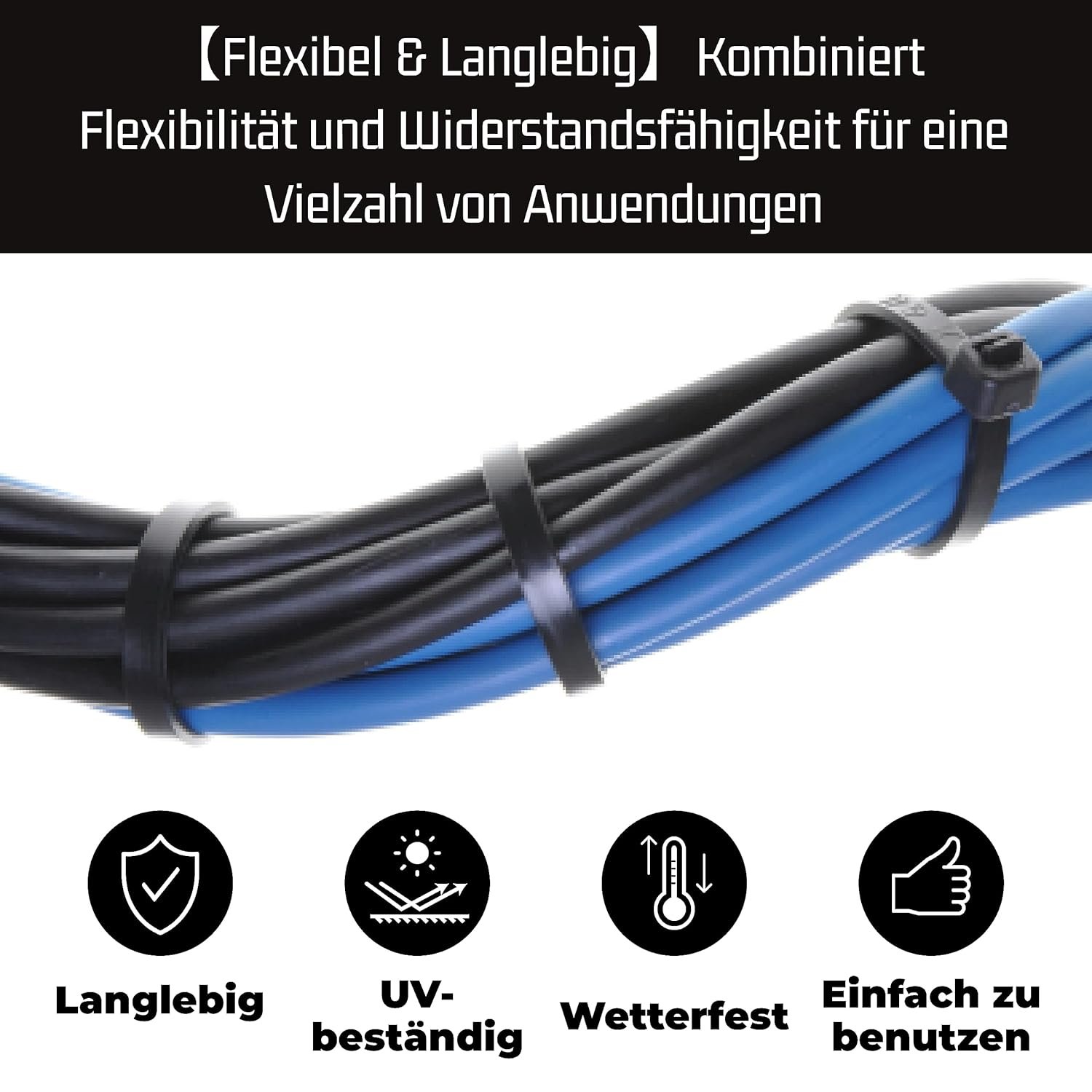 7.6*200mm Large Size Heavy Duty Self-Locking Cable Ties Tensile Strength High-Quality Plastic Zip Cable Wire Ties Zip Ties