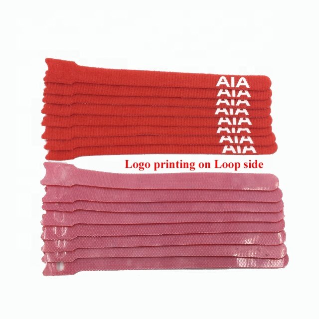 Reusable Double Side Fastener Strap Self Gripping Hook Loop Cinch Strap Custom Logo Printed Back to Back Hook and Loop Cable Tie