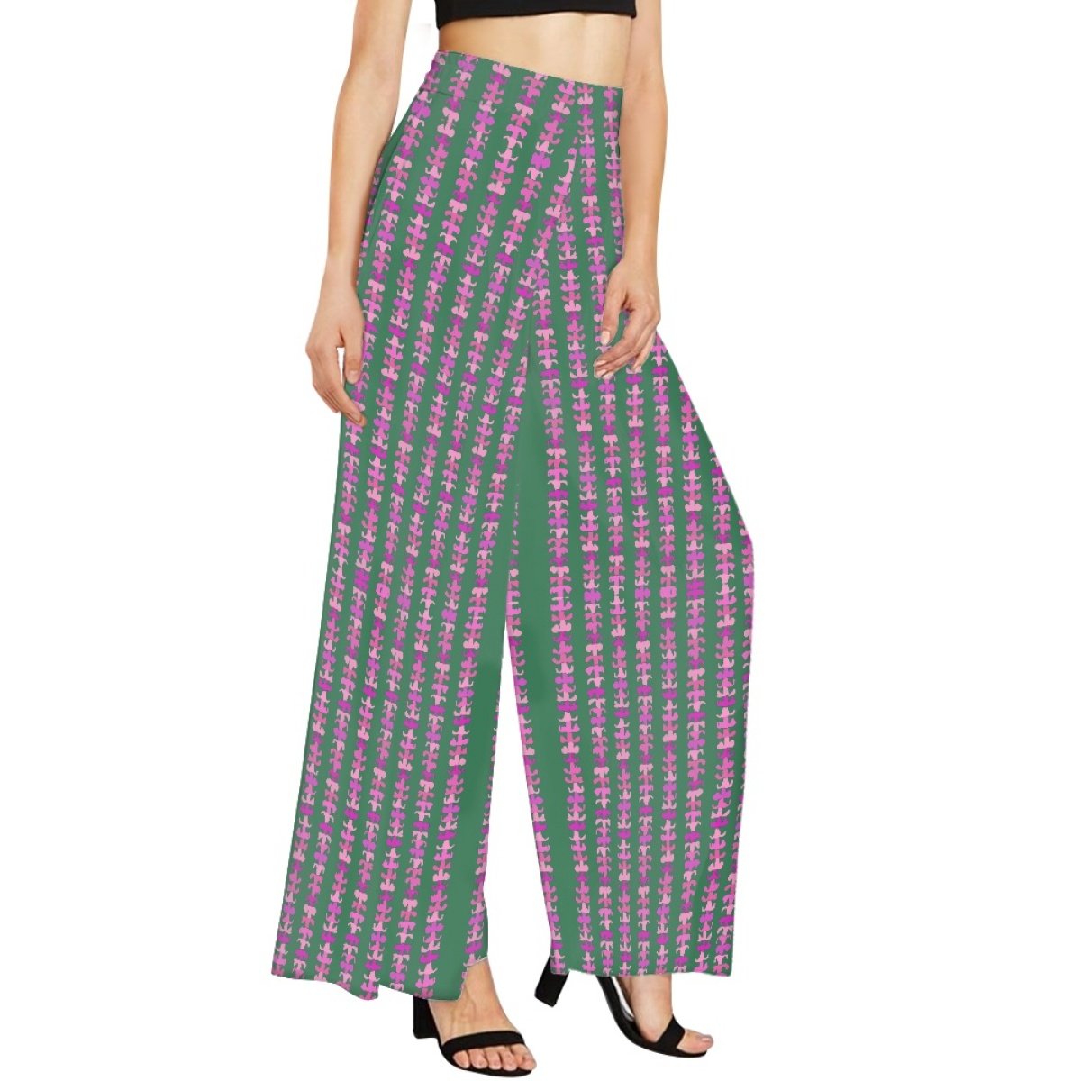 Polynesian Style Culottes De Femmes Women Easy Pants Custom Hawaii Puakenikeni Flower Chiffon Pants Femmes Wide Leg Pants Women