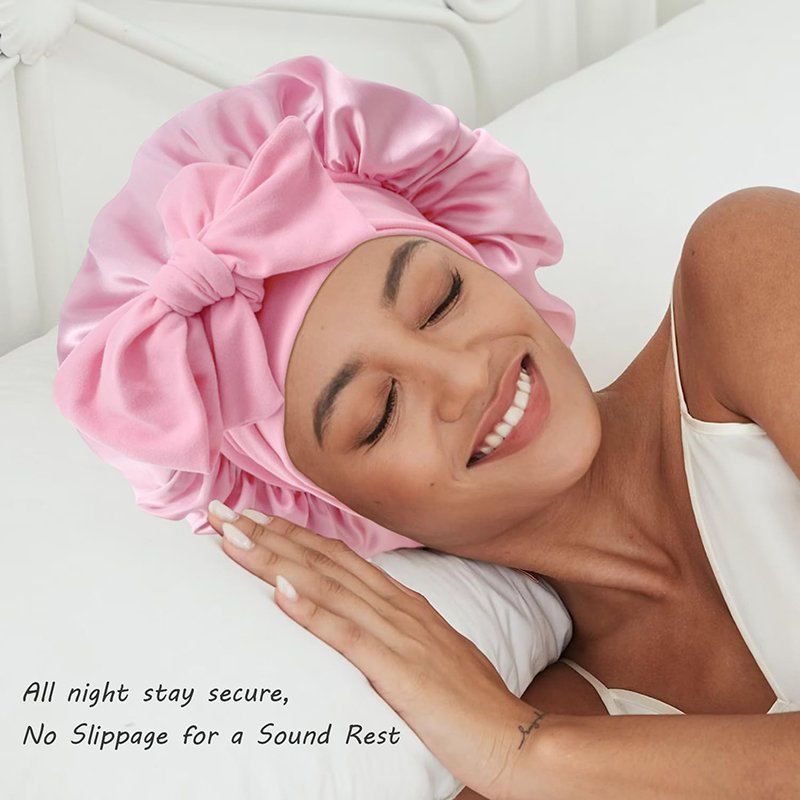 Best Selling High Quality Silk Bonnet With Long Elastic Tie Large Size Hair Care Sleeping Cap Home Use Satin Bonnet