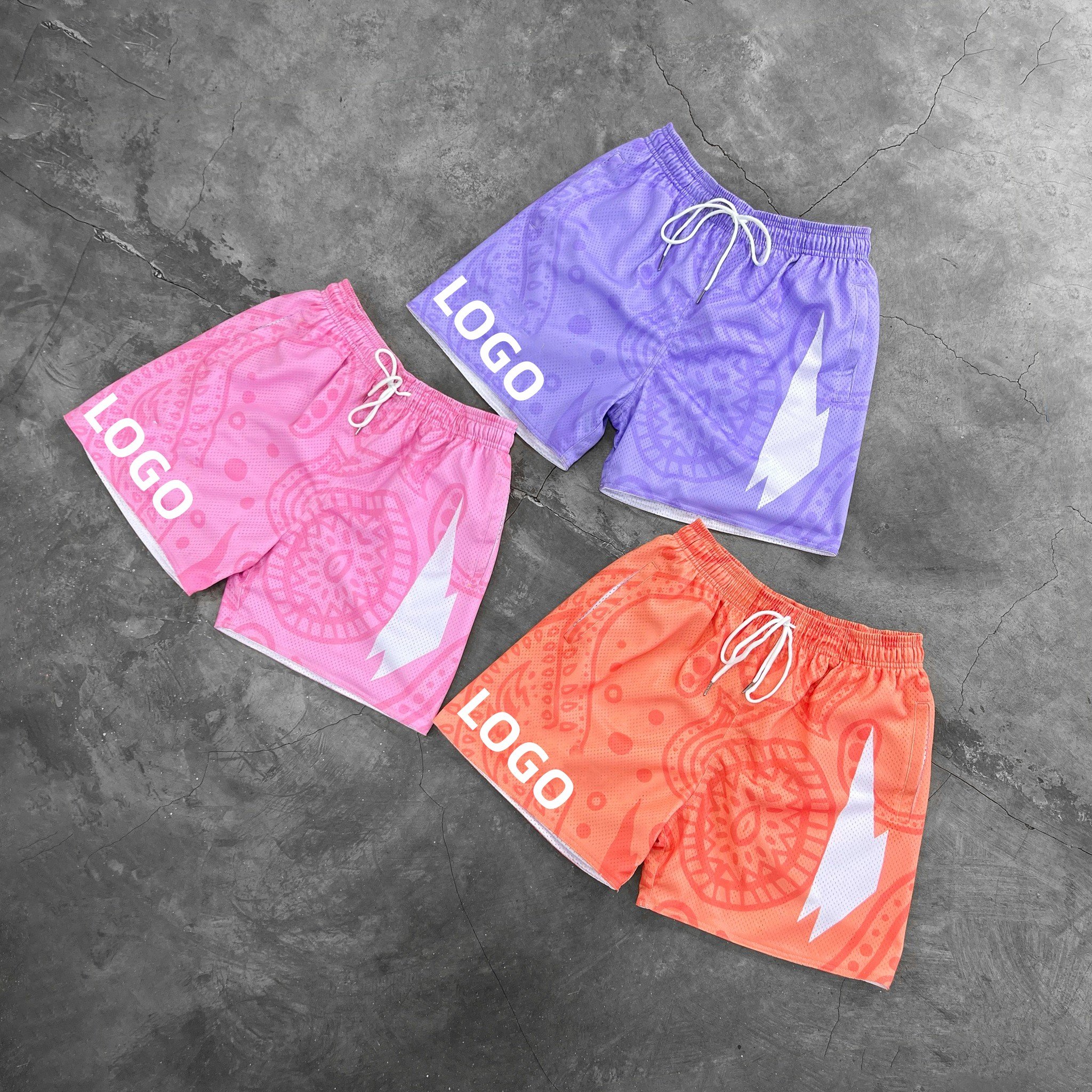 OEM Fashion Style Basketball Mesh Shorts Unisex Breathable 100% Polyester Heat-transfer Printed Blank Mesh Shorts