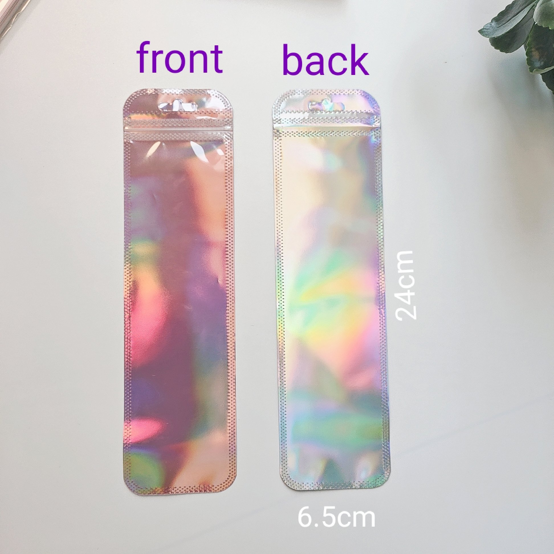 2024 Hot Sale Pink Laser Bright Reusable Ziplock Mylar Packaging Plastic Bags Hot Stamping Small Business Pens Secure Feature