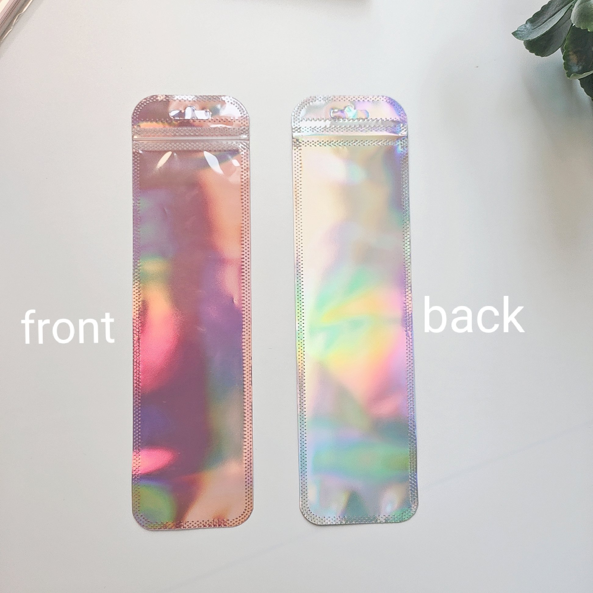 2024 Hot Sale Pink Laser Bright Reusable Ziplock Mylar Packaging Plastic Bags Hot Stamping Small Business Pens Secure Feature