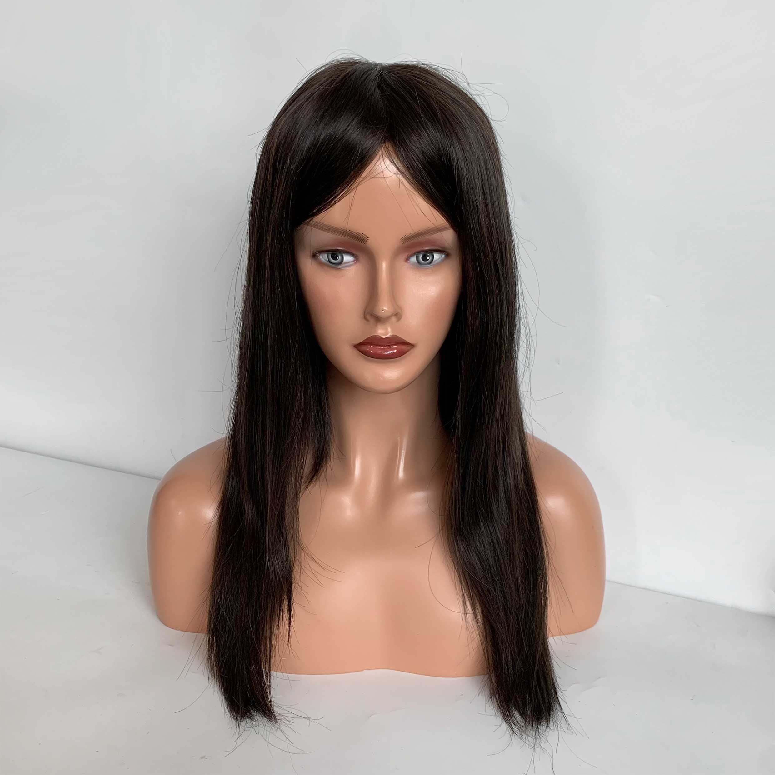 Fasimei New Design Natural Color Human Hair Euro Lace Mono Medical Wig Lace Wig For Cancer And Alopecia Patients Silk Top Wig