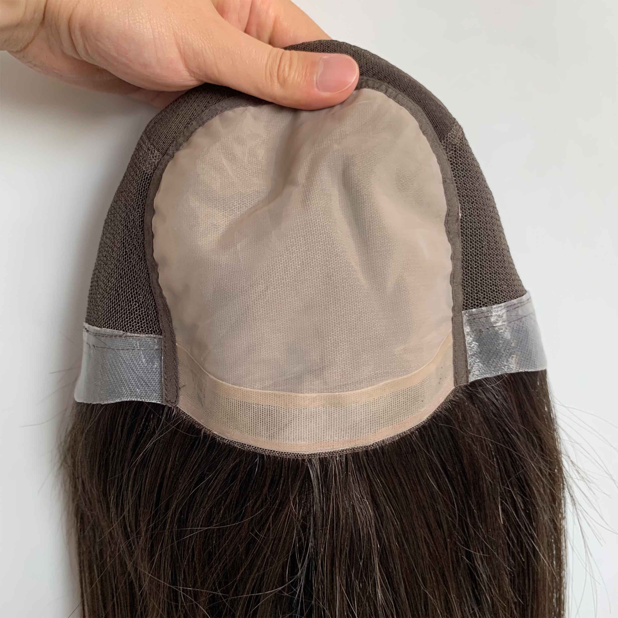 Fasimei New Design Natural Color Human Hair Euro Lace Mono Medical Wig Lace Wig For Cancer And Alopecia Patients Silk Top Wig