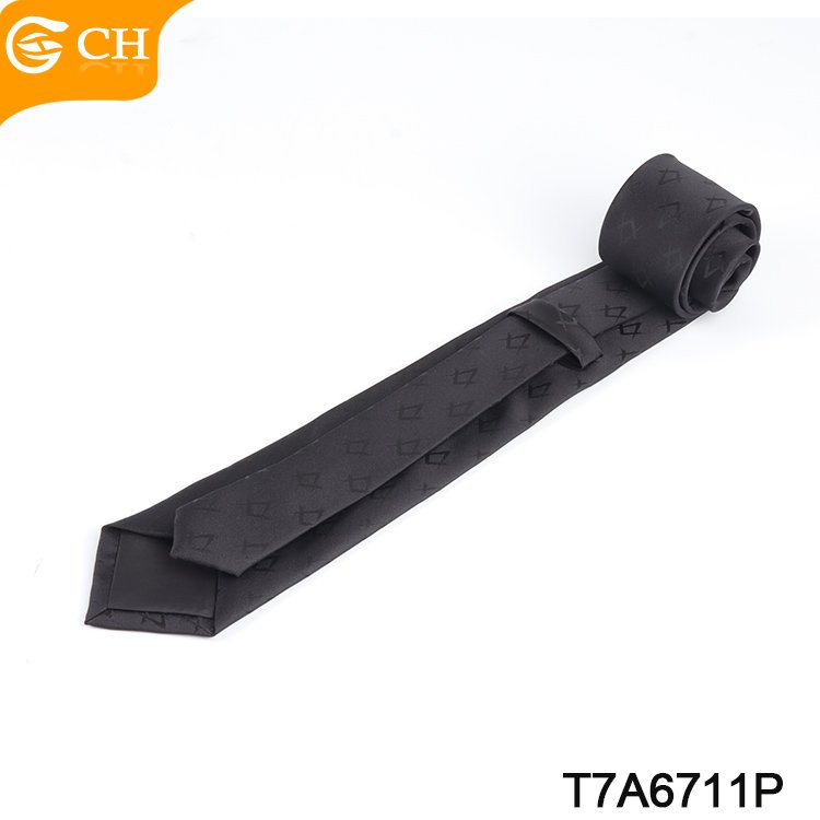OEM ODM Manufacturer Uniform Neckties Good Quality Jacquard Woven Black Men's Ties Customized Logo 100% Polyester Masonic Tie