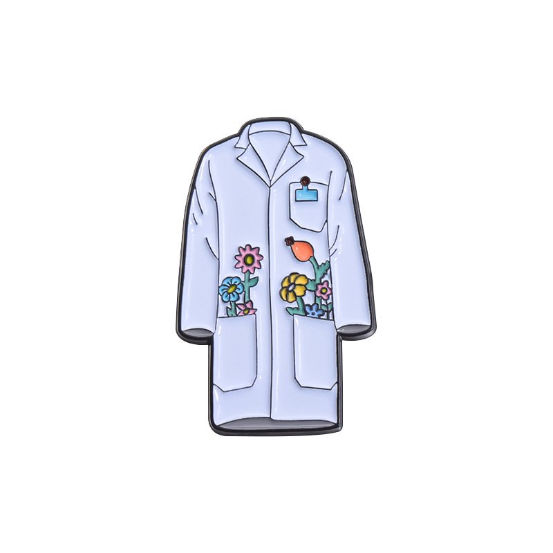Wholesale In Stock Colorful Flower White Coat Brooch Lapel Pin Tie Tack For Doctor Nurse Gift Souvenir