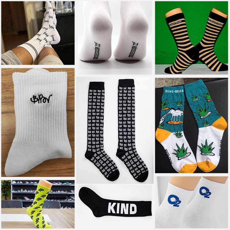 OEM Manufacture Low MOQ Cotton Socks Packaging Jacquard Embroidery Print Knitted Crew Ankle Sport Unisex Custom Socks Men
