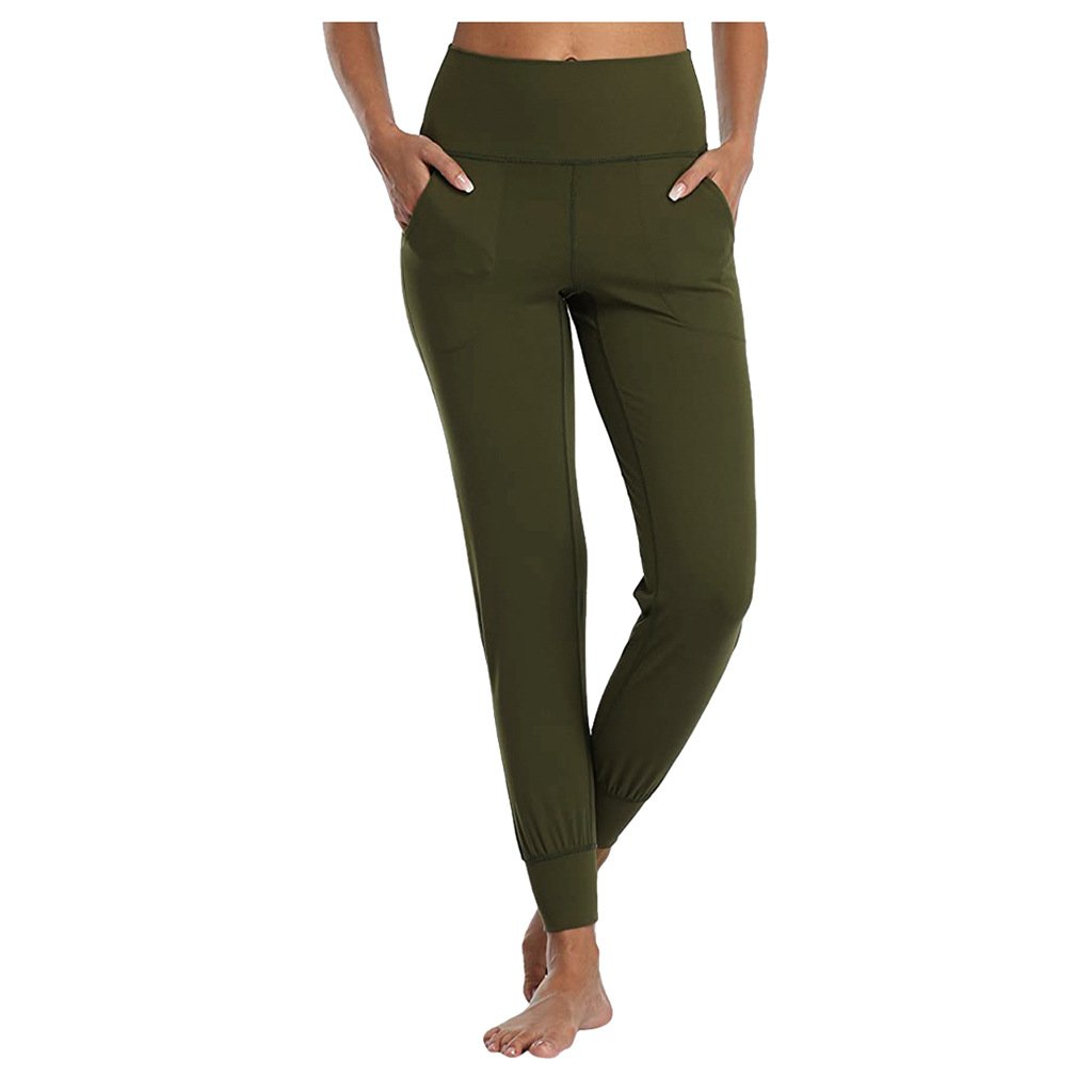 Fall Casual Work Tie Elastic Women Trousers female loose plain Jogger Long Pants With Pockets