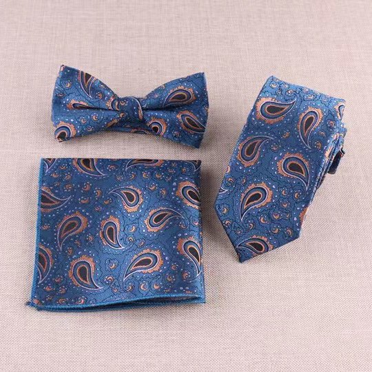 mens neckties red paisley men's slim polyester microfiber neck tie and bow ties pocket square set for men