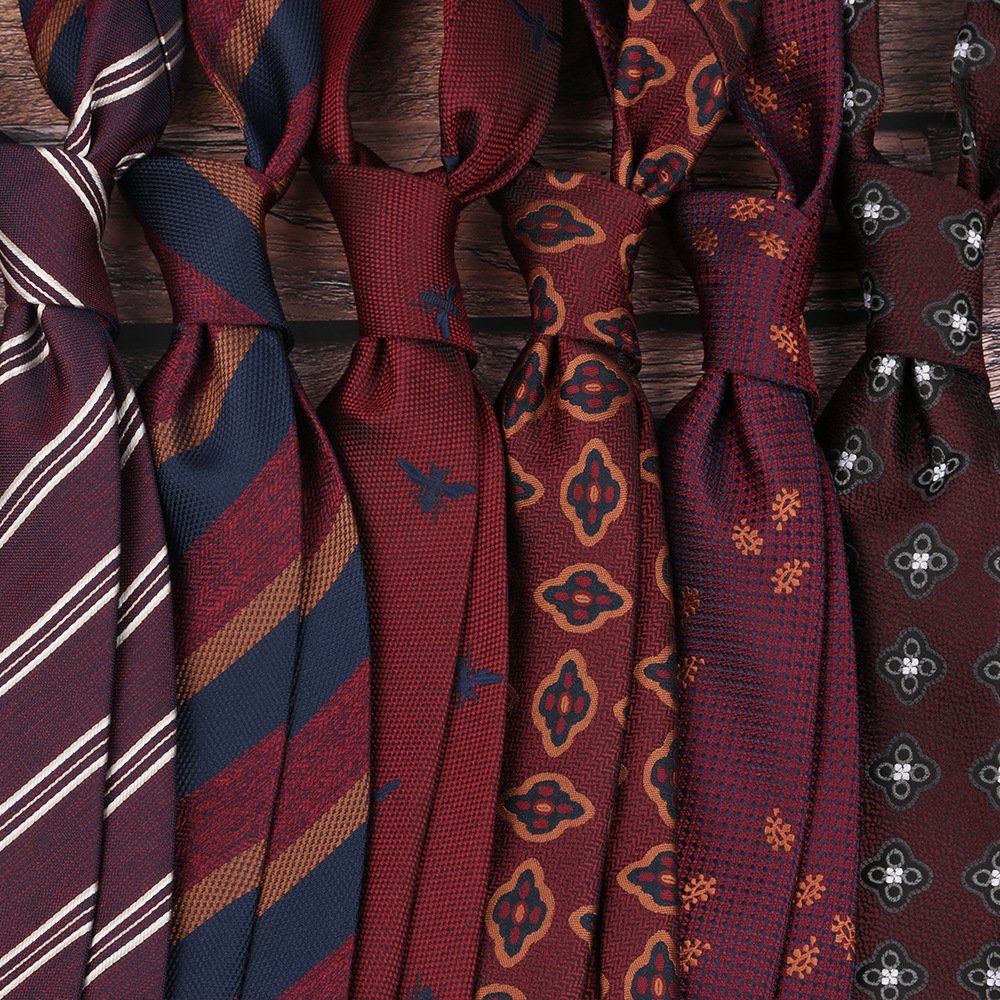 Tie men vintage dark red British 8CM senior sense formal professional business stripes wedding groom wedding