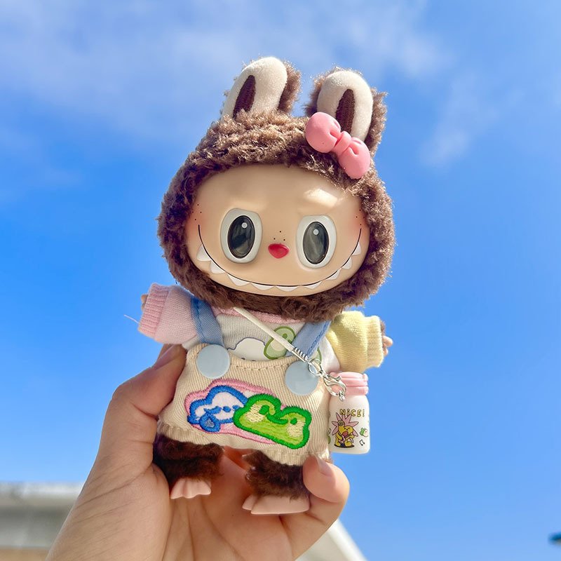 1458-u Cute Dress Outfit Clothes only 17cm pendant blind box macaron Labubu Time chill doll clothes