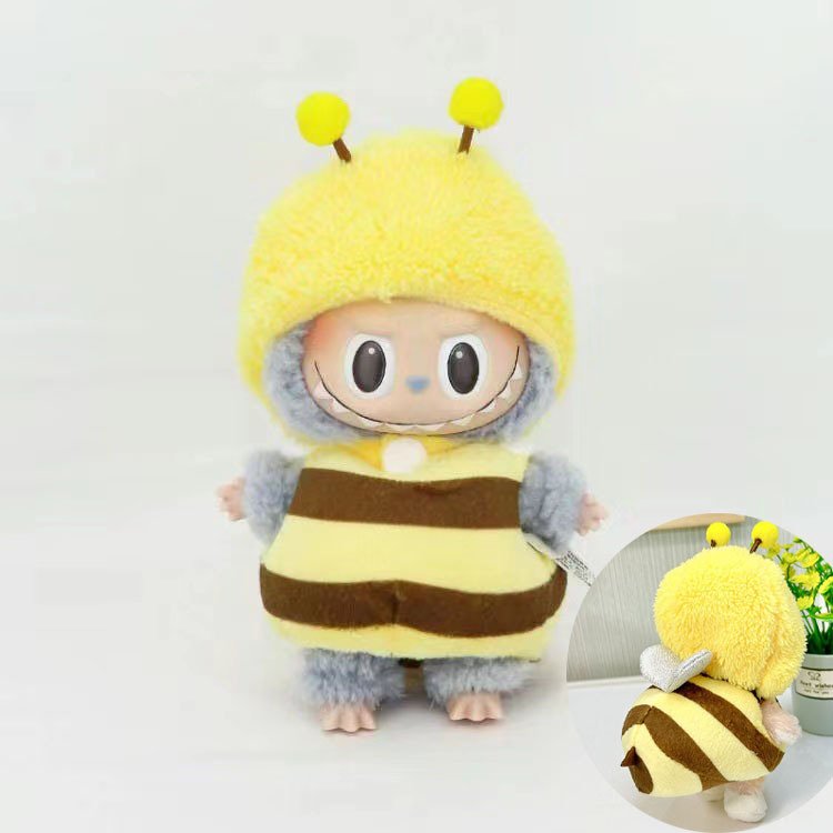1458-u Cute Dress Outfit Clothes only 17cm pendant blind box macaron Labubu Time chill doll clothes