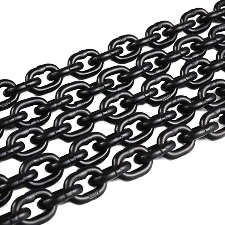 Crane G80 Lifting Chain Black Oxide Tie Down Chain with Welding Hooks Standard Chain Alloy Steel Wala Juta Black Colour Grade80