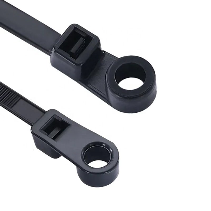 4 Inch Mounting Cable Tie Pack of 100 Black 100*2.5mm 18lbs Mountable Cable Ties