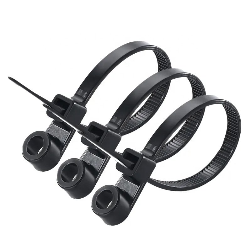 4 Inch Mounting Cable Tie Pack of 100 Black 100*2.5mm 18lbs Mountable Cable Ties