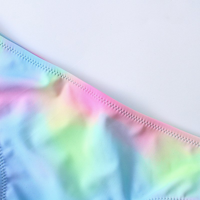 Girls' split swimsuit tie-dye colorful bikini sleeveless beachwear 2024 teen hot sexy bikini young girl swimwear suppliers