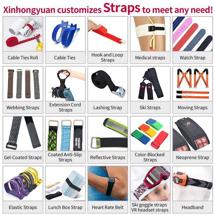 custom soft elastic non slip silicone hook and loop securing straps for Extension Cords, Cables, Ropes, Hoses, Bike, Pant Garter