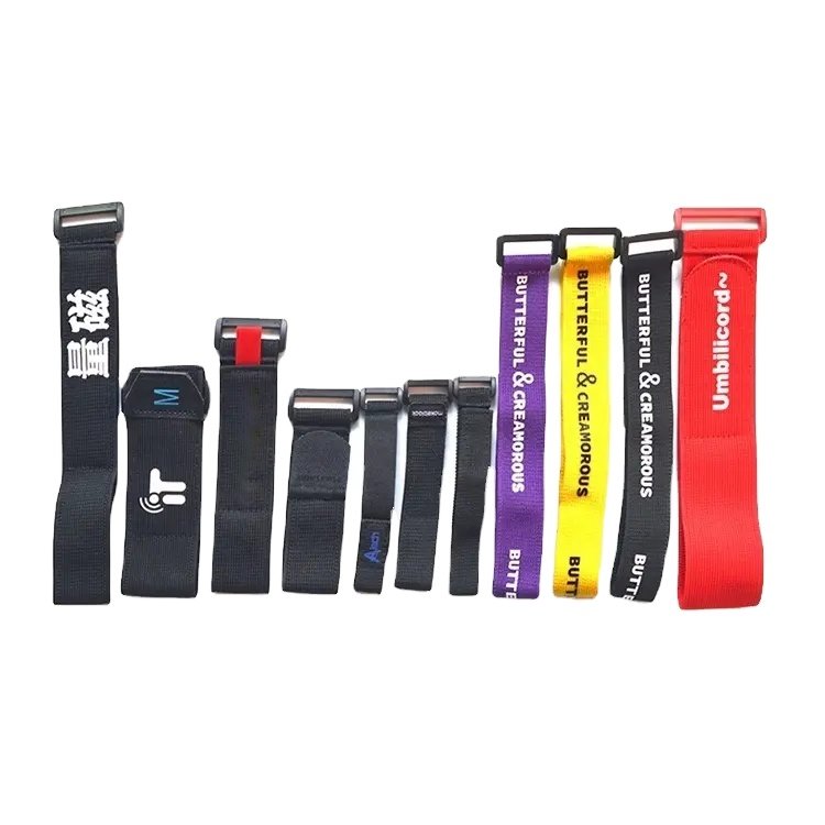 custom soft elastic non slip silicone hook and loop securing straps for Extension Cords, Cables, Ropes, Hoses, Bike, Pant Garter