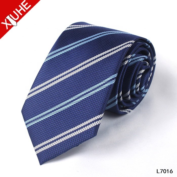 Wholesale Handmade Stripe Dot Design 100% Polyester 7CM Cheap Ready Neckties For Men