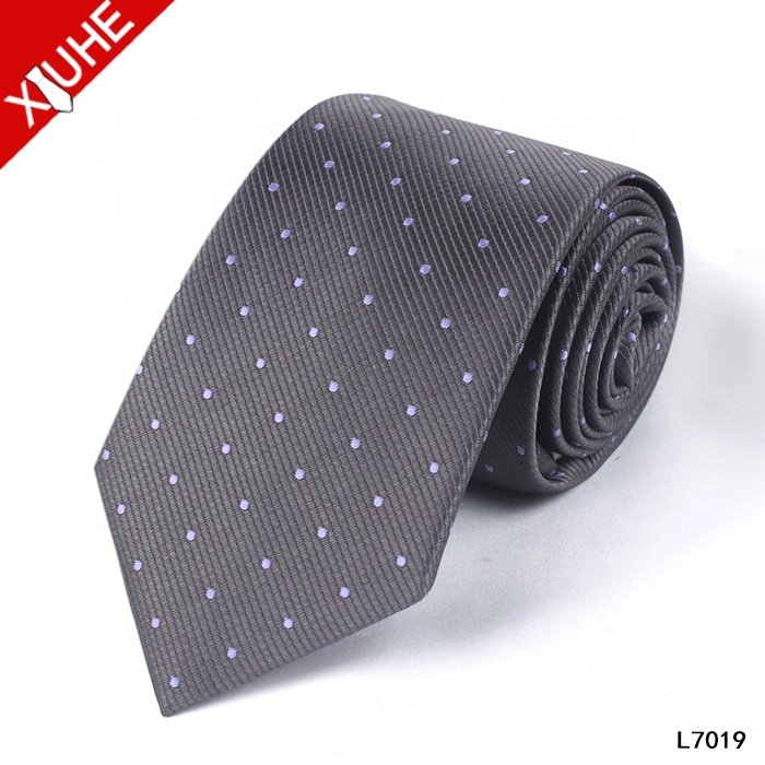 Wholesale Handmade Stripe Dot Design 100% Polyester 7CM Cheap Ready Neckties For Men