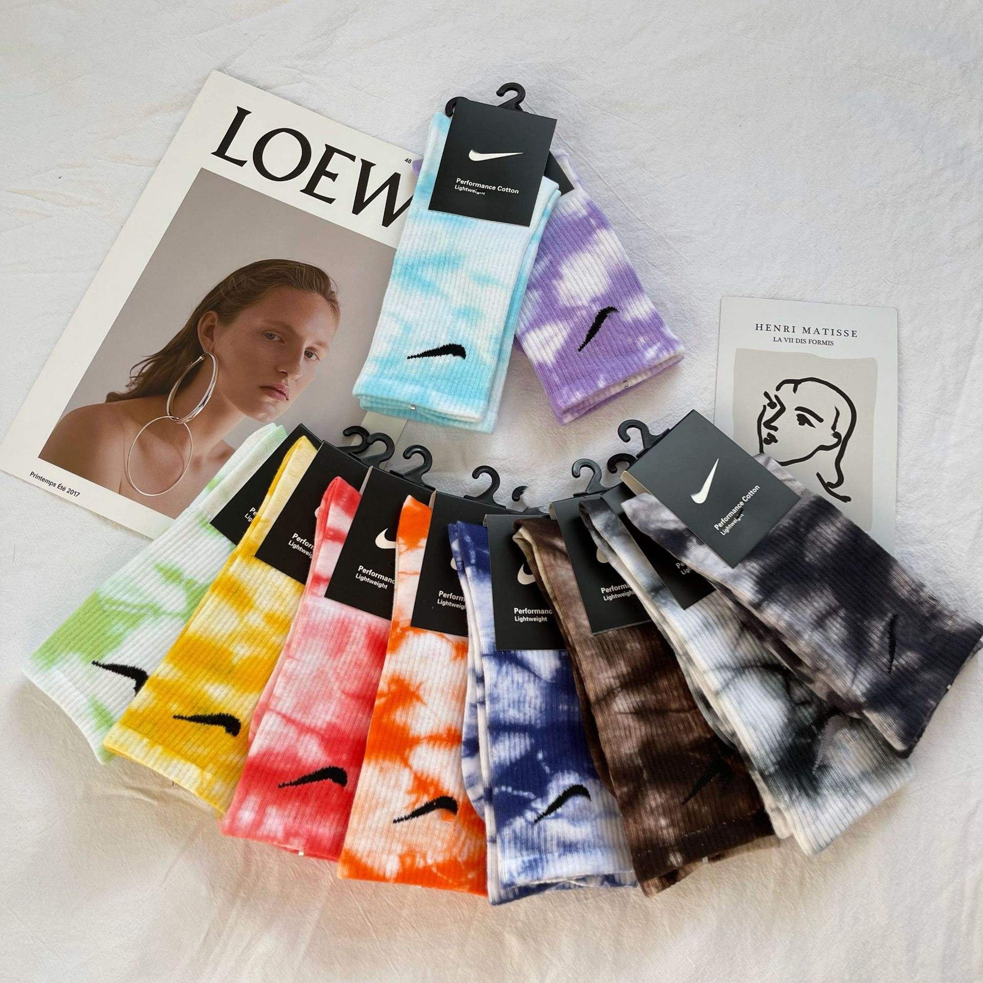 Funny Novelty Fashion Colorful Cool Crazy Skateboard Unisex Tie Dye Crew Socks For Men Women