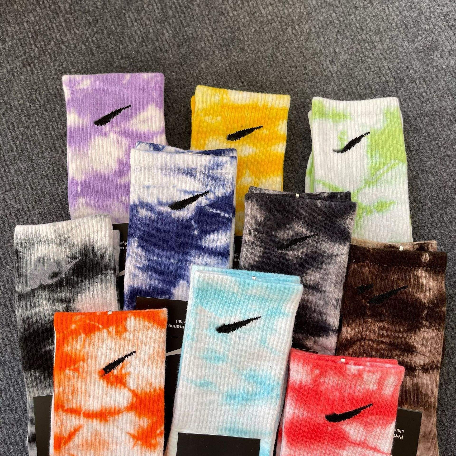 Funny Novelty Fashion Colorful Cool Crazy Skateboard Unisex Tie Dye Crew Socks For Men Women