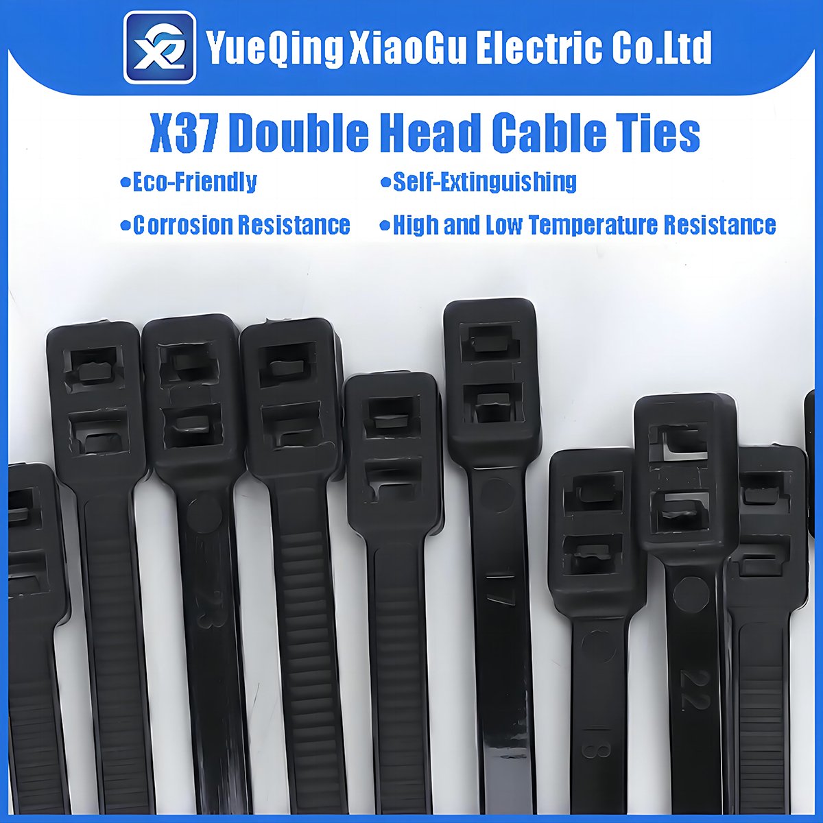 4.8*370mm High Quality Self-locking Plastic Nylon Zip Tie X37 Double Head Cable Ties