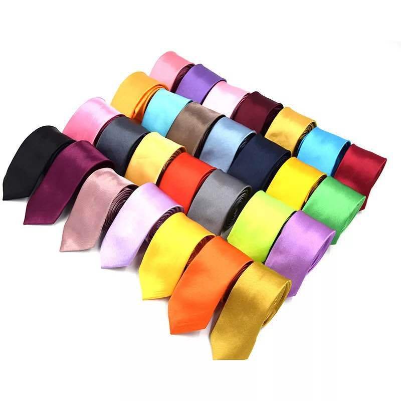 Best Selling Wholesale Pure Color Ties Men Custom Classic Satin Jacquar Plain Slim Polyester Woven Solid Color Necktie