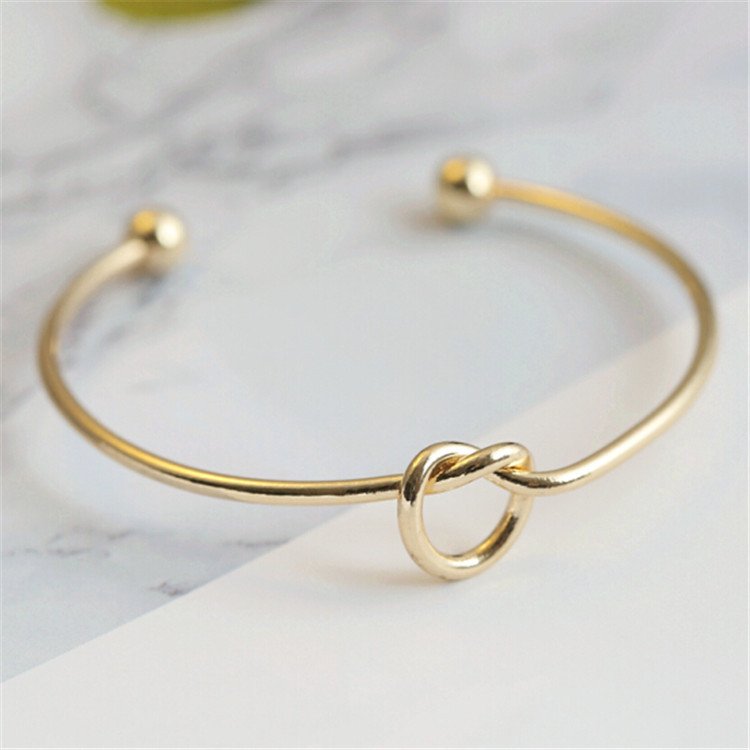 Hot selling DIY silver gold rose gold knot wire memory twisted bracelet with tie