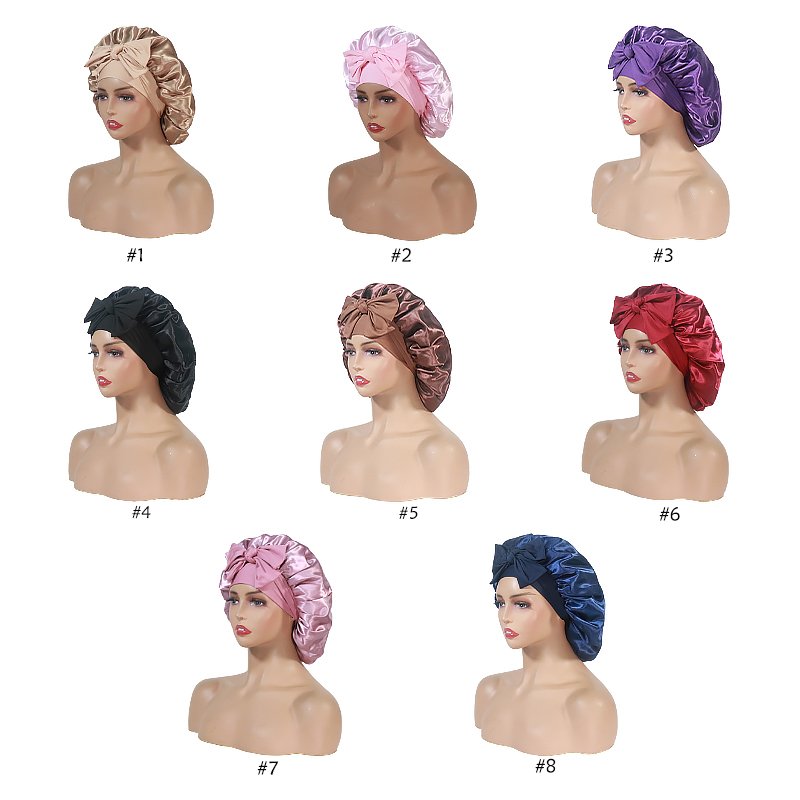 Bonnet with Tie Band Silk Satin Bonnet t for Sleeping Women Hair Bonnet Double Layer for Curly Hair Braids