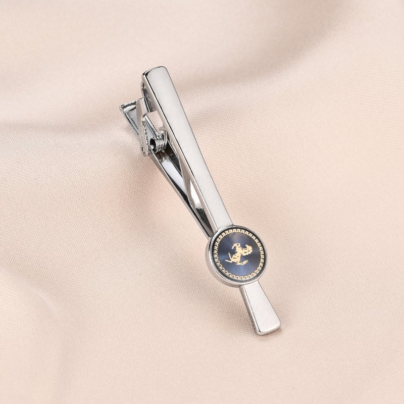 Horse Pattern Cufflinks and Tie Clip Sets Blue Background Cuff Links Men's Decorative Business Style Elegant Men's Accessories