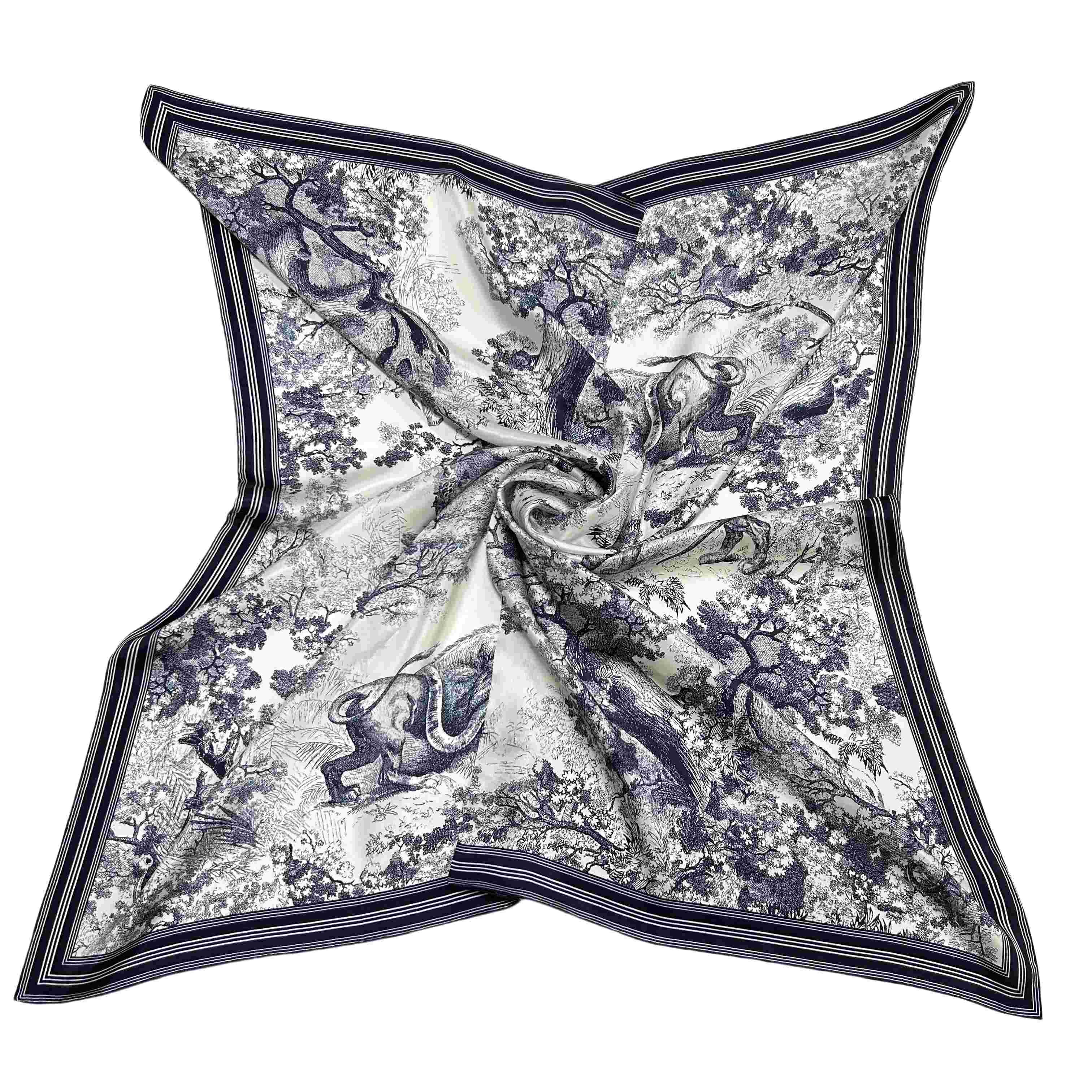Designer 100% silk Scarf Custom Print silk Satin Twill Square Scarf For Woman Digital Print Mulberry silk Scarves