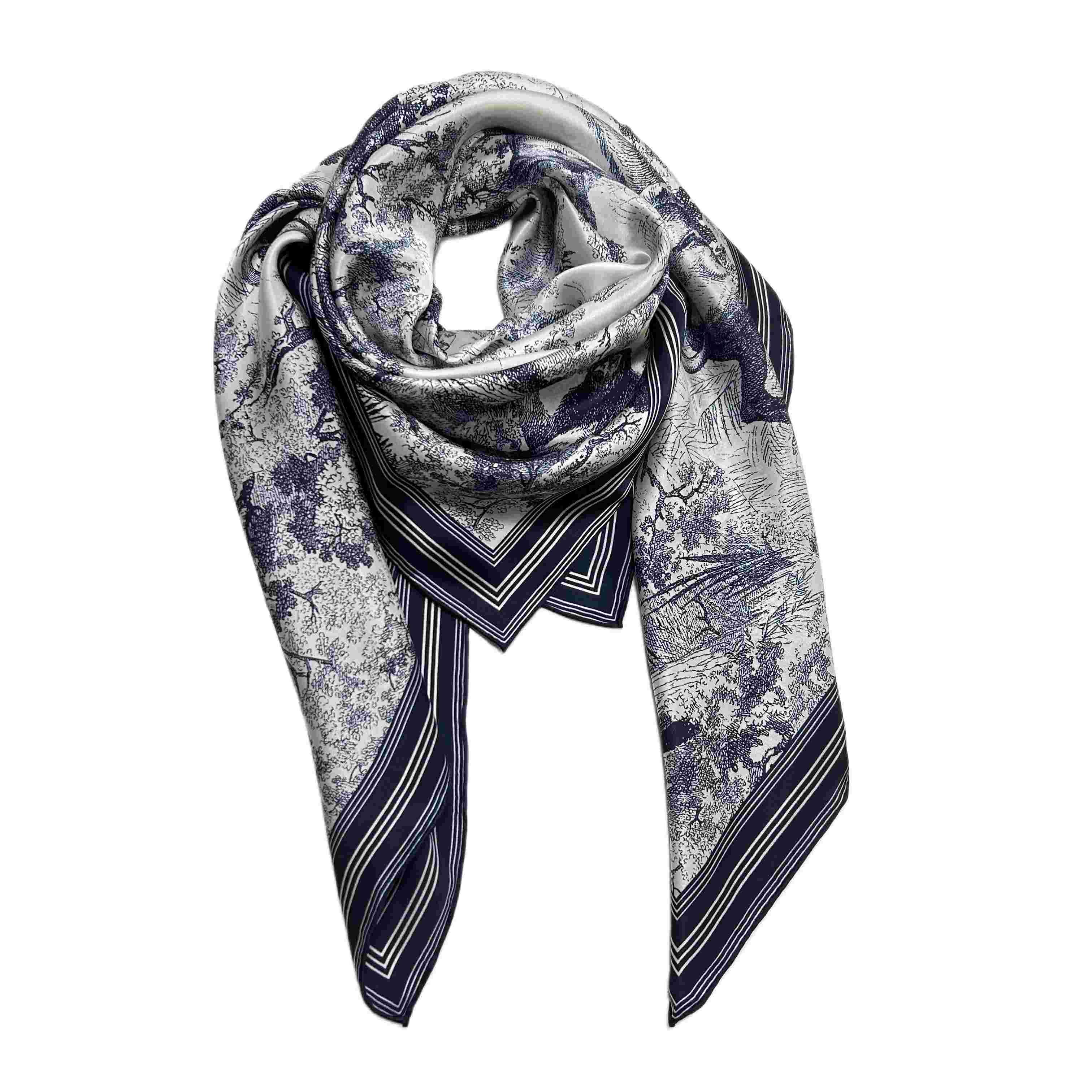 Designer 100% silk Scarf Custom Print silk Satin Twill Square Scarf For Woman Digital Print Mulberry silk Scarves