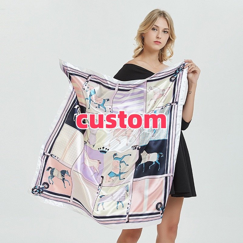 Designer 100% silk Scarf Custom Print silk Satin Twill Square Scarf For Woman Digital Print Mulberry silk Scarves