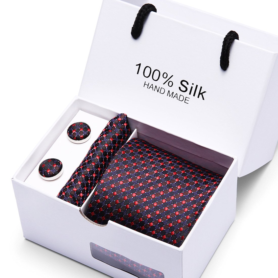 Men's Business Plain Twill Black Tie Professional Polyester Necktie Set