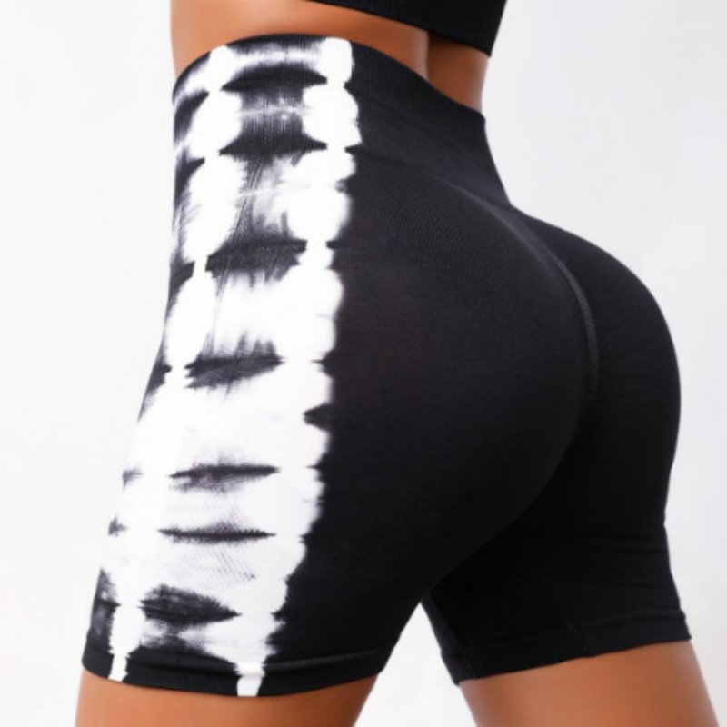 2023 new arrival Tie dye high waisted tight yoga short women peach lifting buttocks yoga running seamless gym yoga shorts