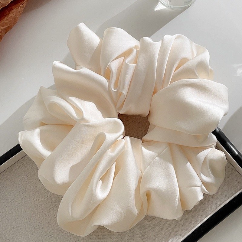 Wholesale 15cm Solid Color White Oversized Fabric Elastic Rubber Bands Hair Ties Accessories XXL Big Stain Silk Women Scrunchies
